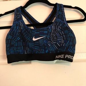 Nike pro black and blue sports bra
